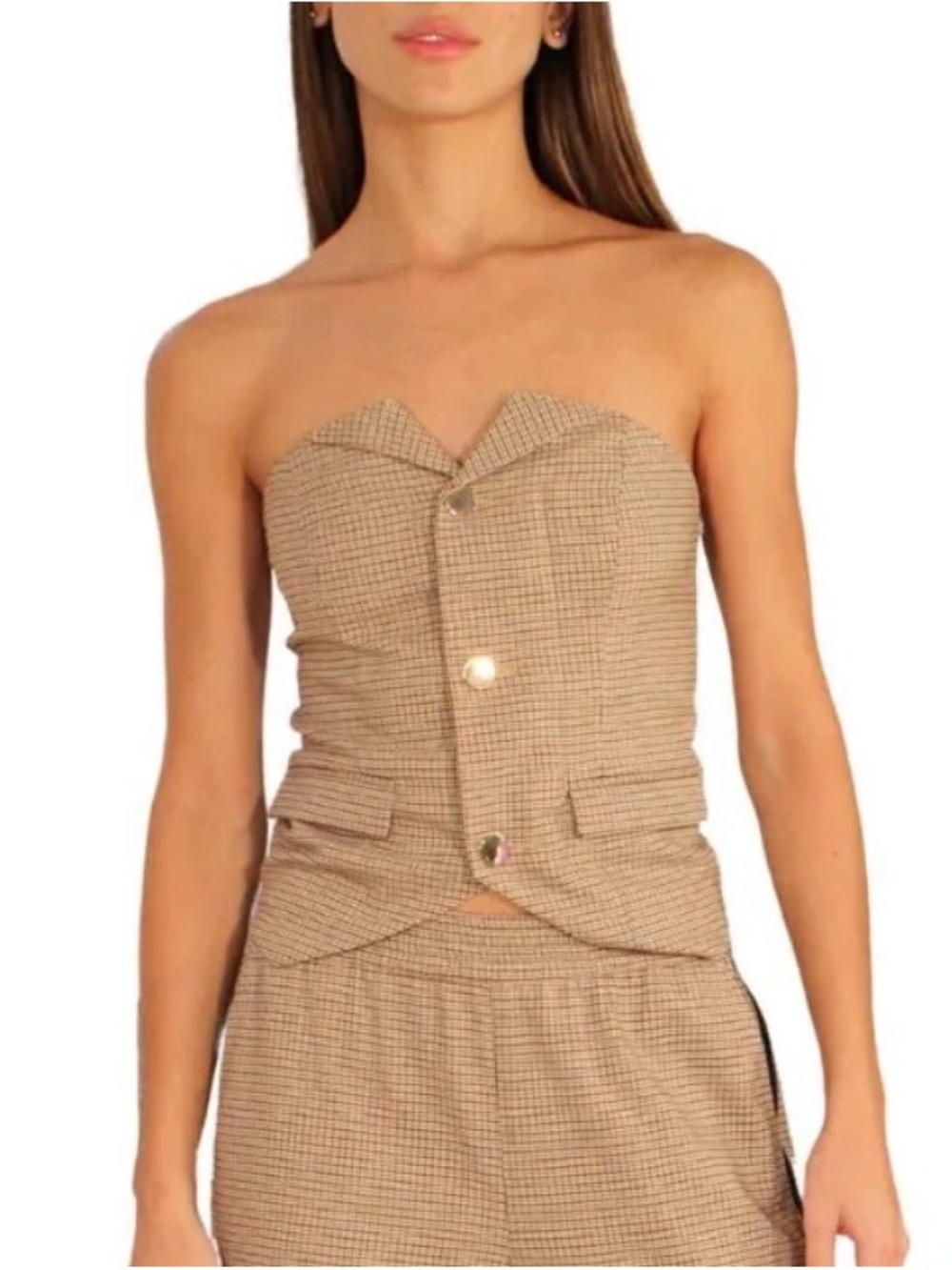 LNA Carine houndstooth bustier